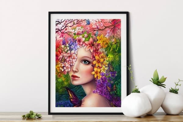 Diamantbroderi Vårkvinna 45x55 cm