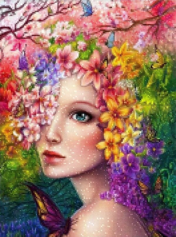 Diamantbroderi Vårkvinna 45x55 cm