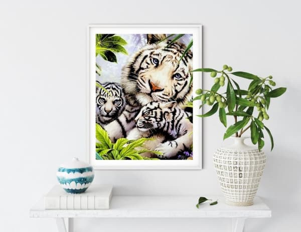 Diamantbroderi Tigerfamilie 45x55 K