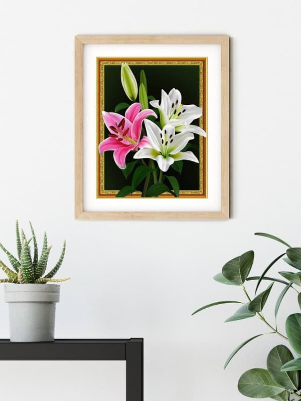 Timanttikirjonta herkät liljat 40x50