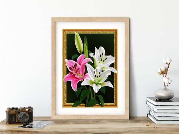 Timanttikirjonta herkät liljat 40x50