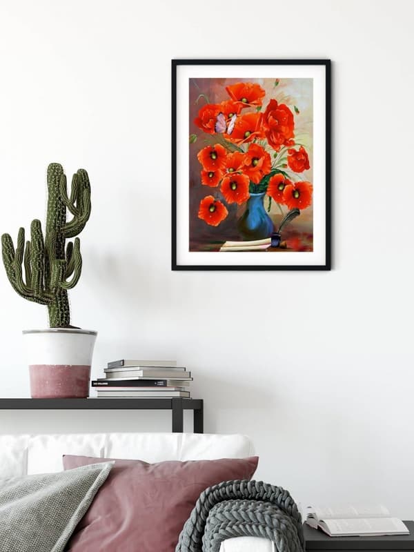 Diamantbroderi Fridfulla Vallmo 40x50