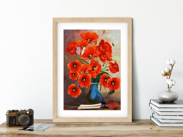 Diamantbroderi Fridfulla Vallmo 40x50