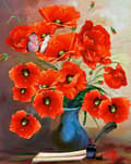 Miniatyrbild 1 av 6: Diamantbroderi Fridfulla Vallmo 40x50