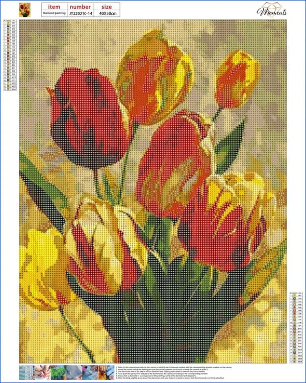 Diamantbroderi Soliga tulpaner 40x50