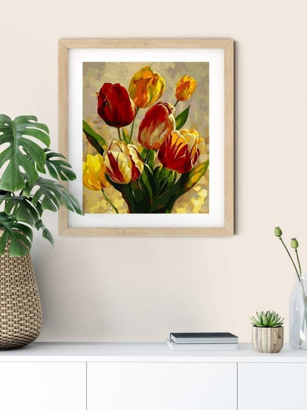Diamantbroderi Soliga tulpaner 40x50