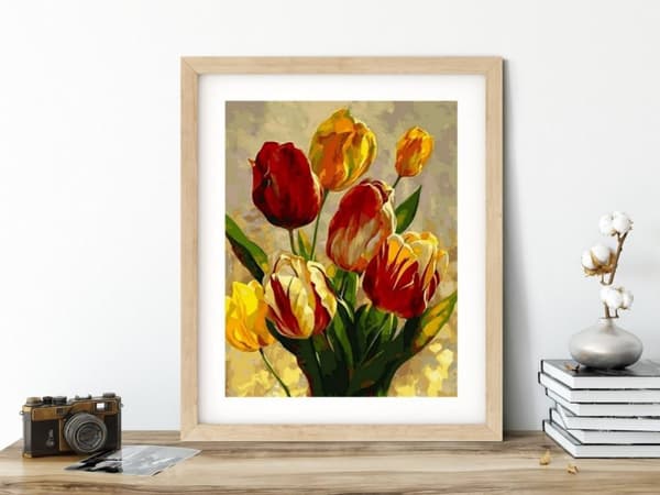 Diamantbroderi Soliga tulpaner 40x50