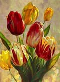 Miniatyrbild 1 av 6: Diamantbroderi Soliga tulpaner 40x50