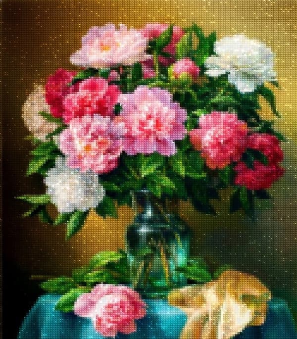 Diamantbroderi Härliga Pioner 40x50