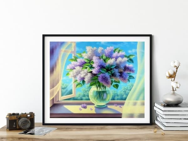 Diamantbroderi Romantisk Lilla 40x50