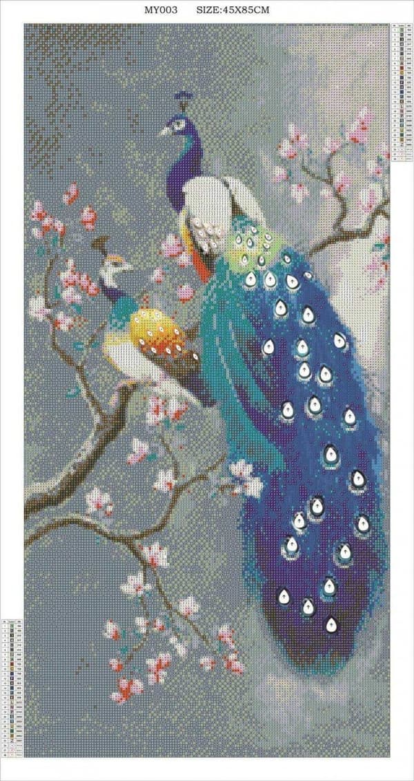 Diamantbroderi Värdiga Påfåglar 45x85 cm