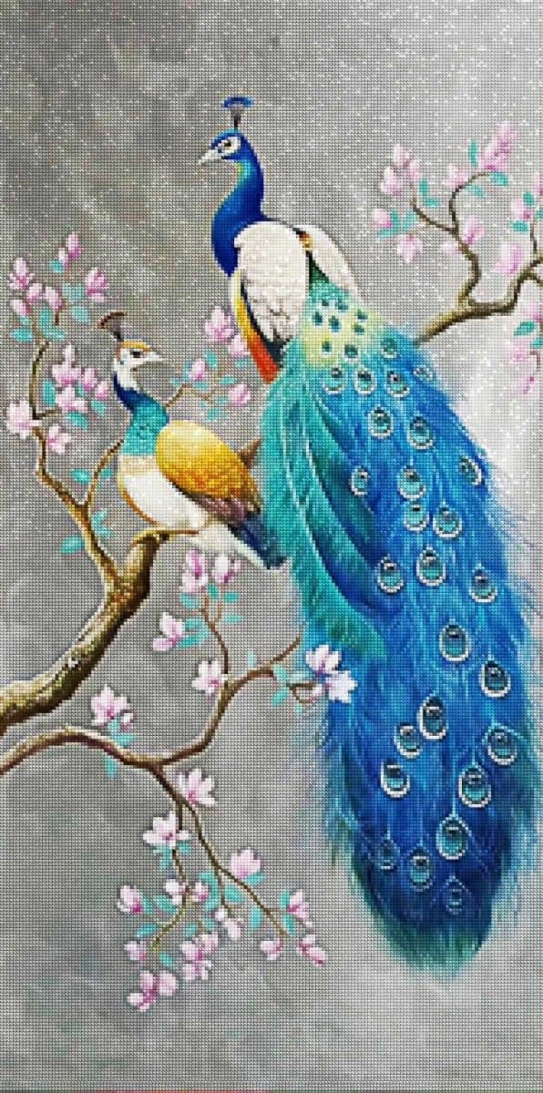 Diamantbroderi Värdiga Påfåglar 45x85 cm
