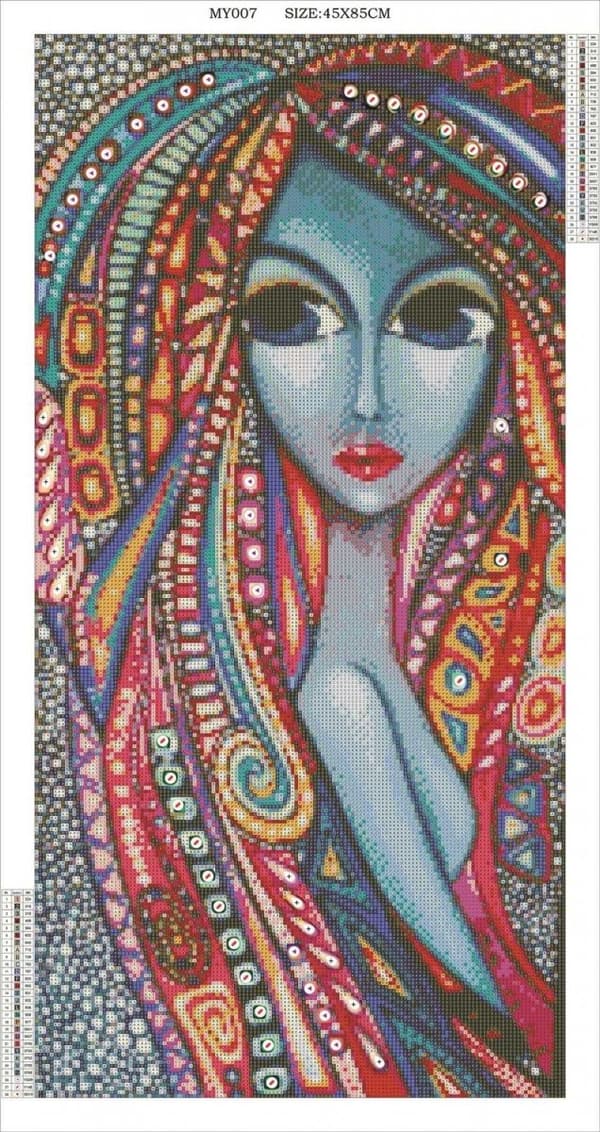 Diamantbroderi Mystisk Kvinde 45x85 cm