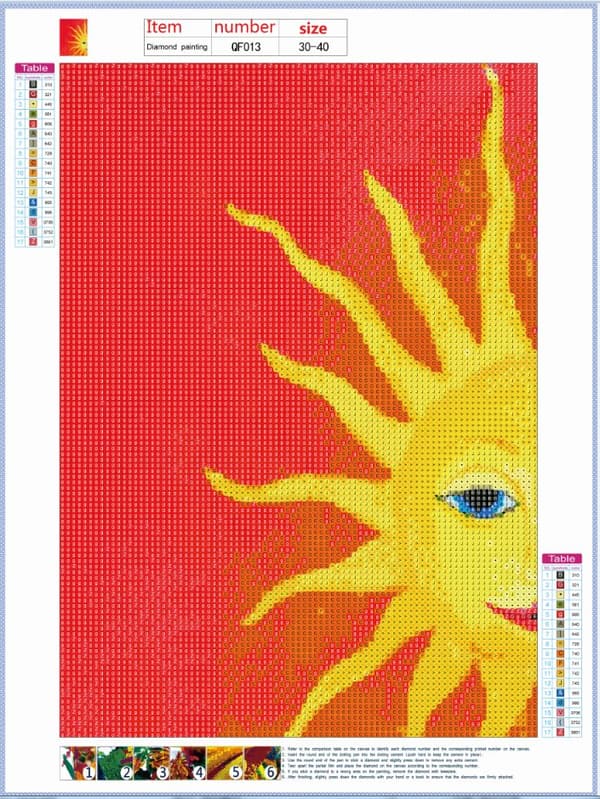 Diamantbroderi Strålende Gylden Sol 30x40 cm