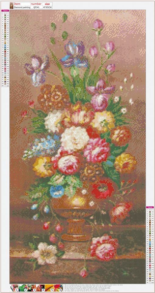 Diamantbroderi Blomsterkomposition 45x85 cm