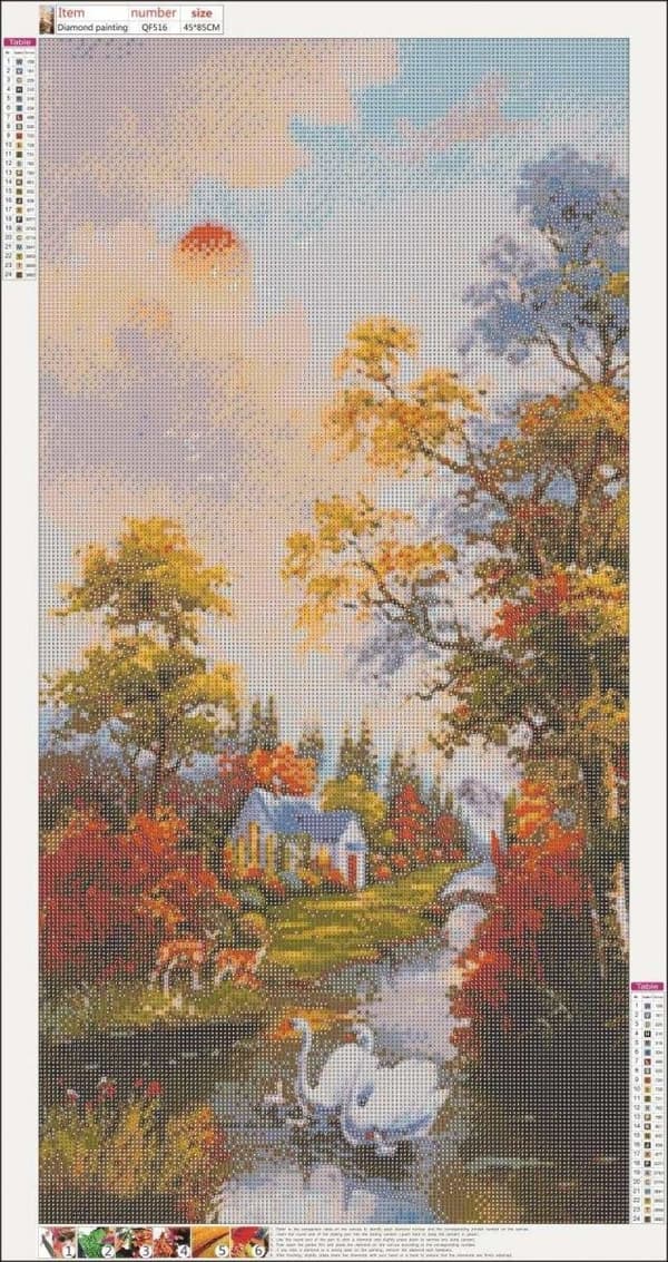 Diamantbroderi Skovhus 45x85 cm