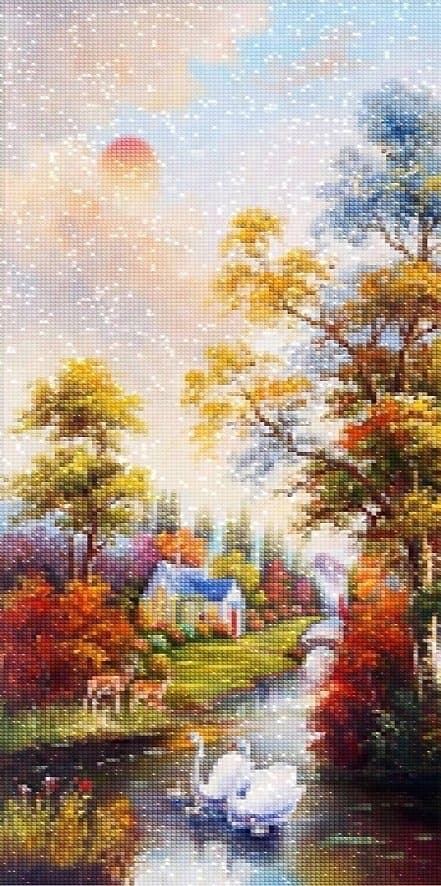 Diamantbroderi Skovhus 45x85 cm