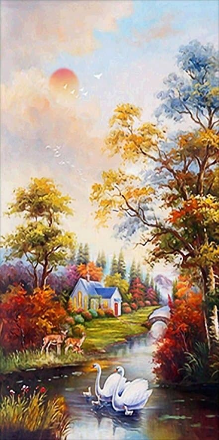 Diamantbroderi Skovhus 45x85 cm