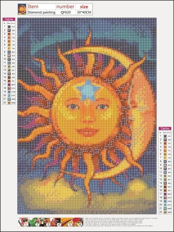 Diamantbroderi Dagens og Nattens Ansigt 30x40 cm