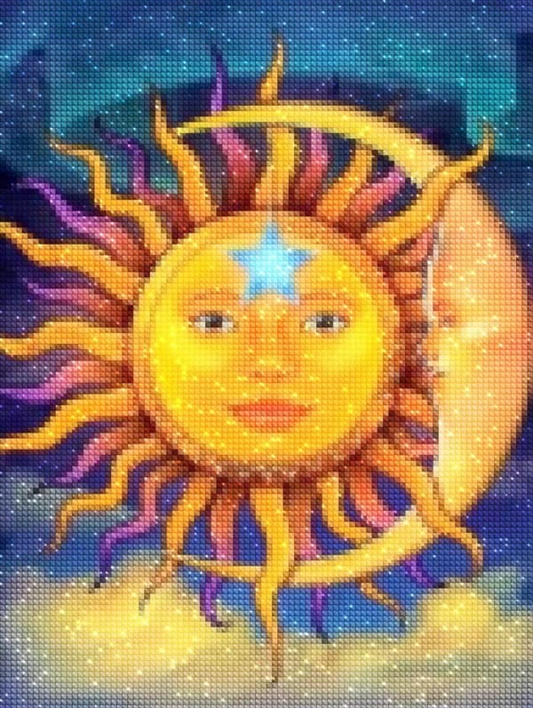 Diamantbroderi Dagens og Nattens Ansigt 30x40 cm