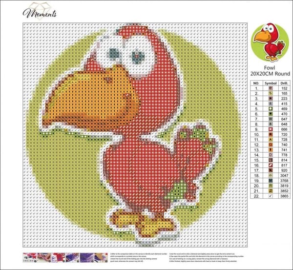 Diamantbroderi Smuk Papegøje 25x25 cm