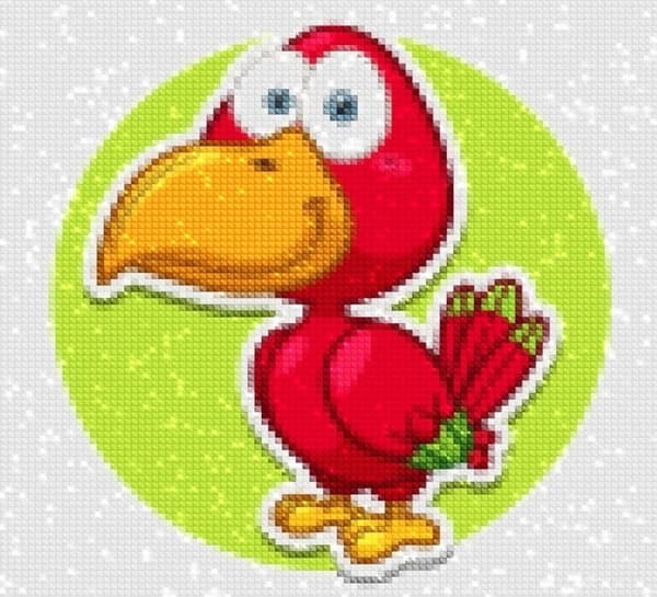 Diamantbroderi Smuk Papegøje 25x25 cm