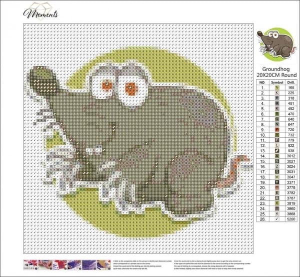 Diamantbroderi Motvillig mullvad 25x25 cm