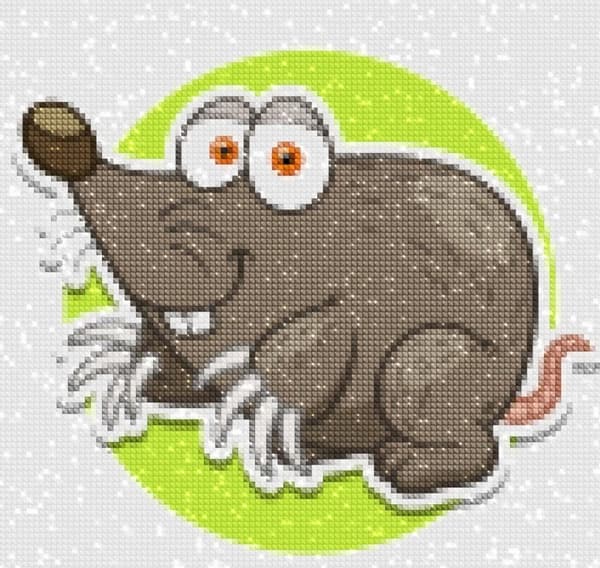 Diamantbroderi Motvillig mullvad 25x25 cm