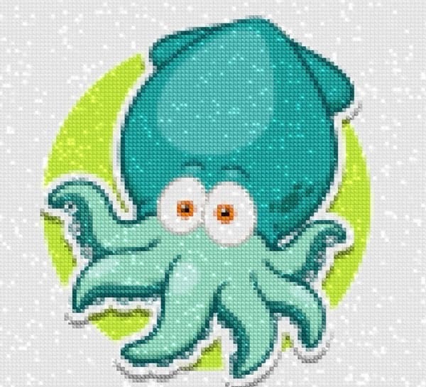 Diamantbroderi Blændende Blæksprutte 25x25 cm