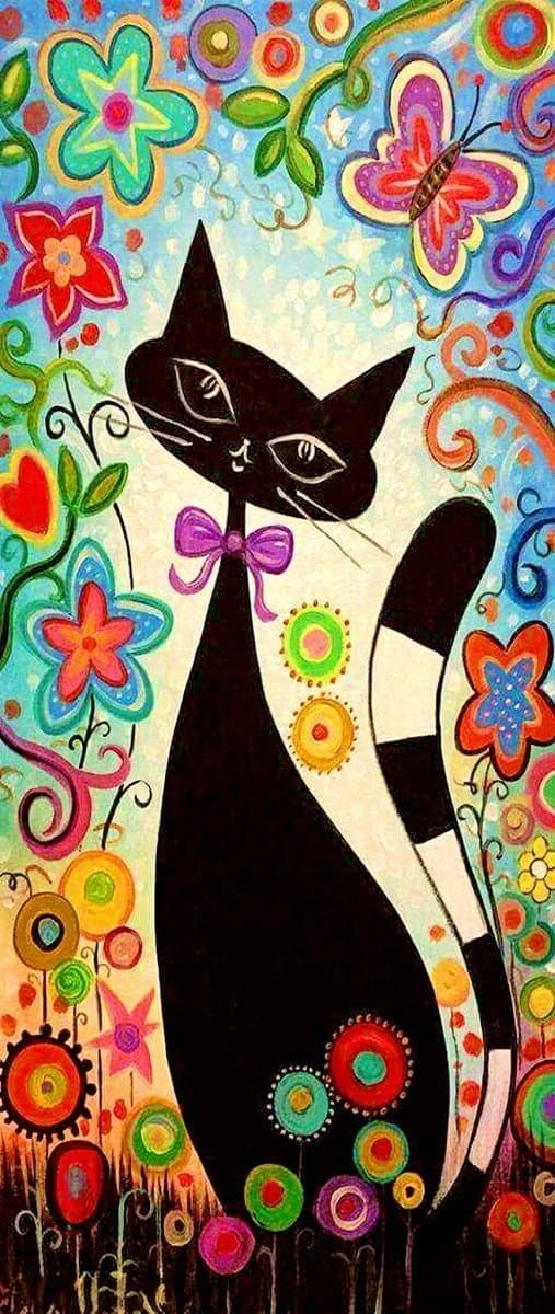 Diamantbroderi Förtrollad Katt 50x110 cm