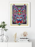 Miniatyrbild 2 av 6: Diamantbroderi med mustaschkatt 47x57 cm
