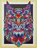 Miniatyrbild 1 av 6: Diamantbroderi med mustaschkatt 47x57 cm