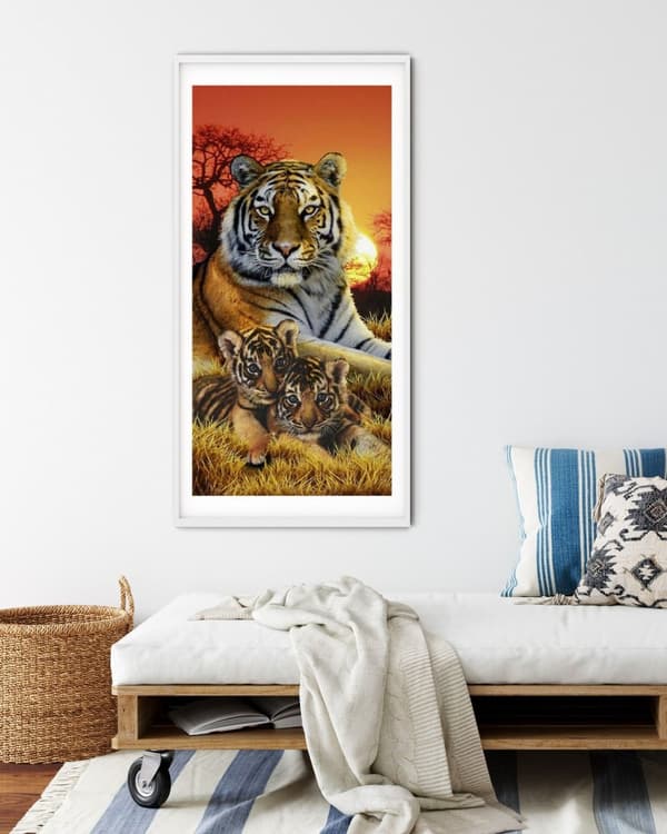 Diamantbroderi Tigerfamilj 3 50x110 cm
