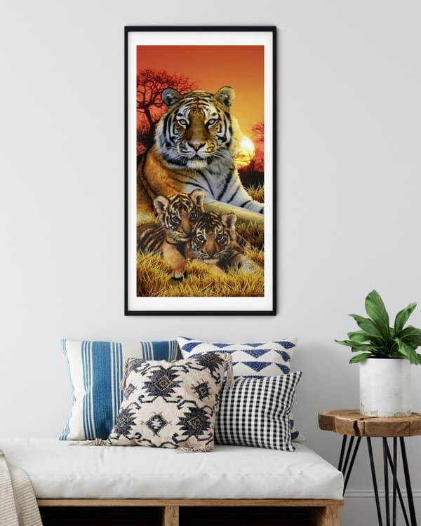 Diamantbroderi Tigerfamilj 3 50x110 cm