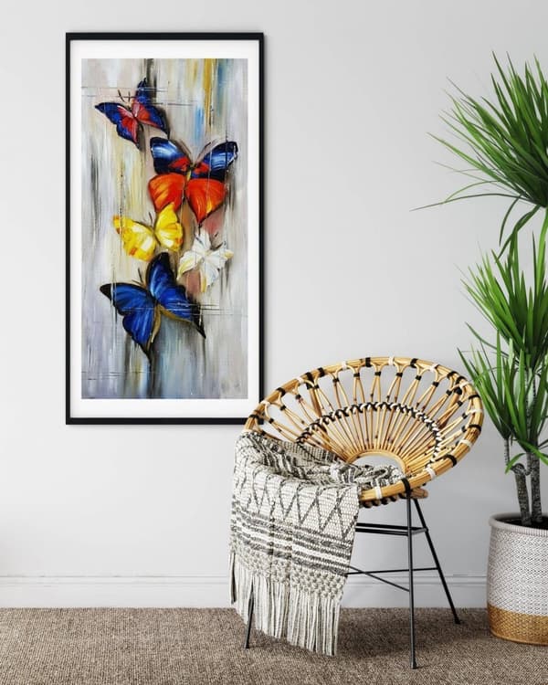 Diamantbroderi Färgglada Fjärilar 50x110 cm