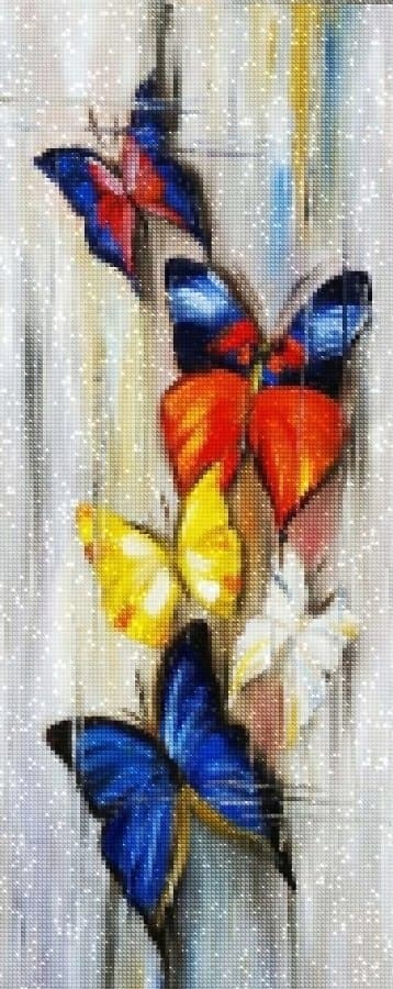 Diamantbroderi Färgglada Fjärilar 50x110 cm