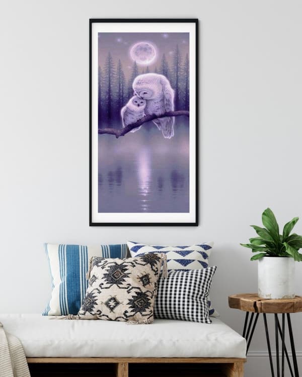 Mystiske ugler diamantbroderi 50x110 cm