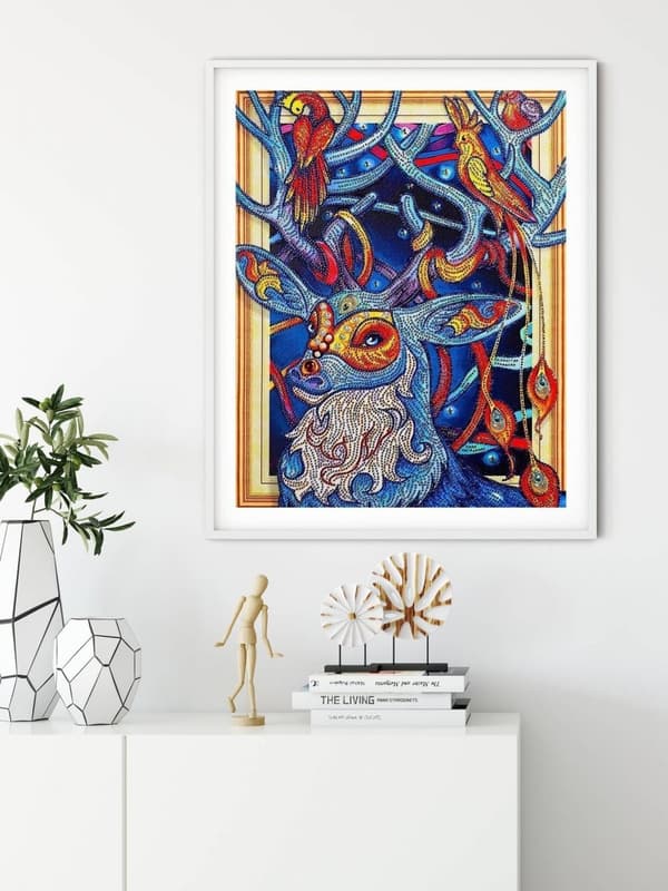 Diamantbroderi Munter Hjort 47x57 cm