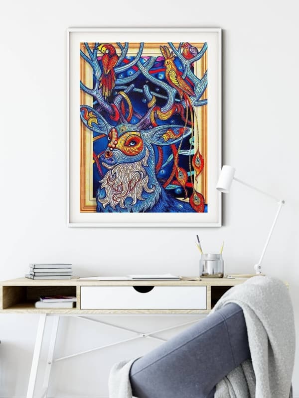Diamantbroderi Munter Hjort 47x57 cm