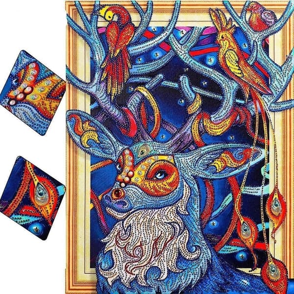 Diamantbroderi Munter Hjort 47x57 cm
