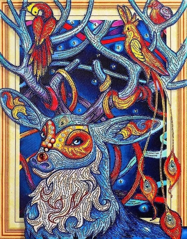 Diamantbroderi Munter Hjort 47x57 cm