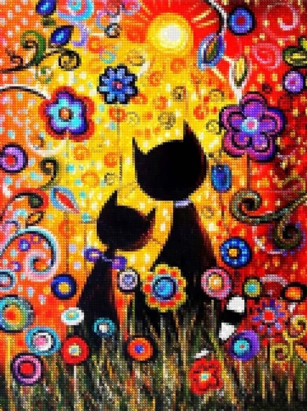 Diamantbroderi Fortryllede Katte 40x50