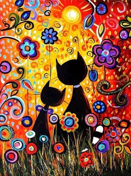 Diamantbroderi Fortryllede Katte 40x50