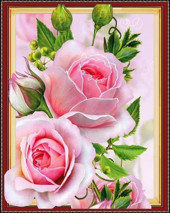 Diamantbroderi Fina rosor 40x50