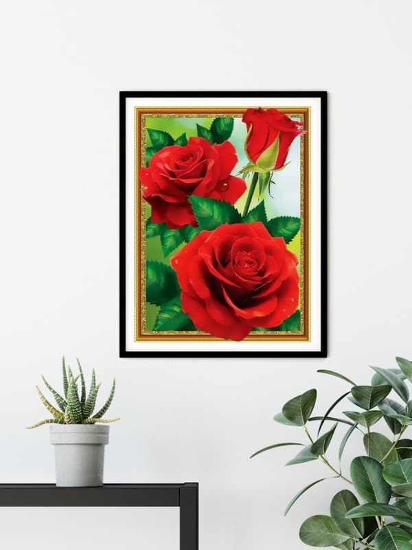 Diamantbroderi Flammande Rosor 40x50