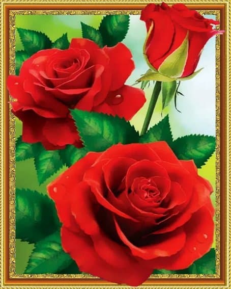 Diamantbroderi Flammande Rosor 40x50