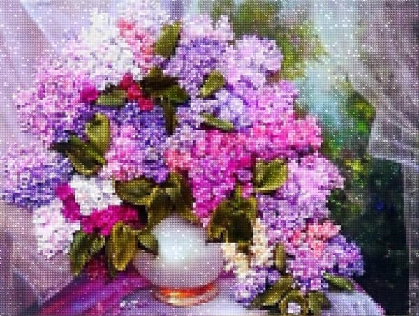 Timanttikirjonta kevätsyreenit 40x50
