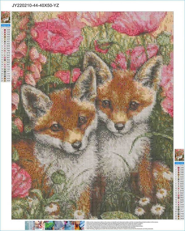 Diamantbroderi Glade Ræve To 40x50