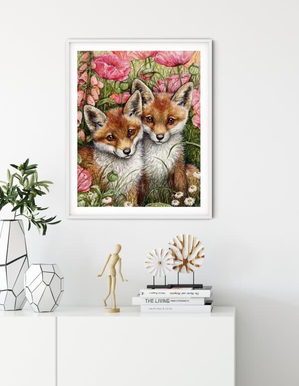 Diamantbroderi Glade Ræve To 40x50