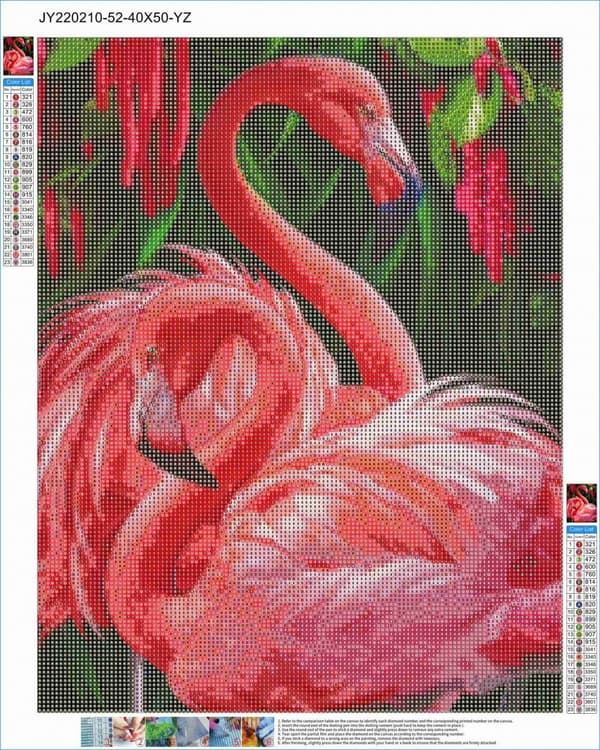 Timanttikirjonta Vaaleanpunaiset Flamingot 40x50